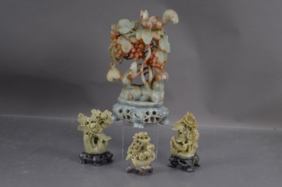 Lot 364 - Four antique Chinese carved soapstones groups