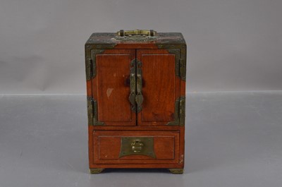 Lot 376 - A Chinese brass mounted hardwood table-top collector's cabinet