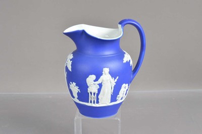 Lot 391 - A good 19th Century Wedgwood blue jasperware trefoil jug