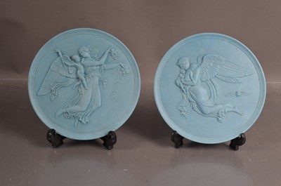 Lot 393 - After Bertel Thorwardsen (1770-1844) a pair of 'Day' and 'Night' plaques