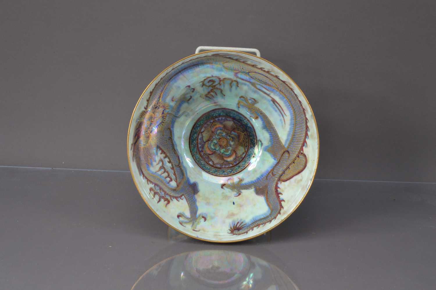 Lot 395 - A Wedgwood 'Fairyland Lustre' 'Celestial Dragon' pedestal bowl