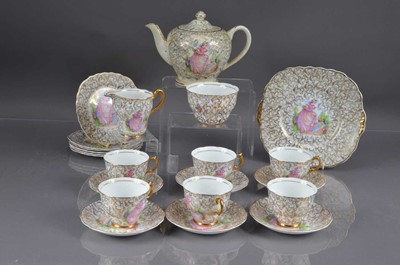 Lot 396 - Mid-20th Century Leonard Street Pottery "Pinkie" pattern tea set