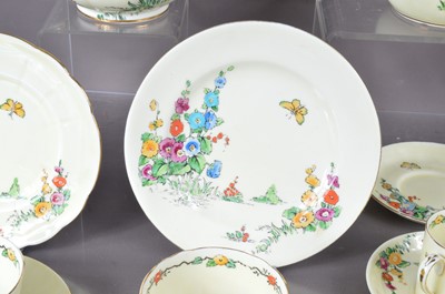 Lot 438 - An Art Deco era Crown Staffordshire "Hollyhocks" tea and coffee set