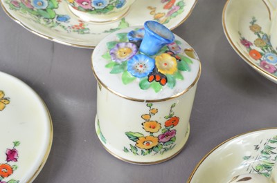 Lot 438 - An Art Deco era Crown Staffordshire "Hollyhocks" tea and coffee set