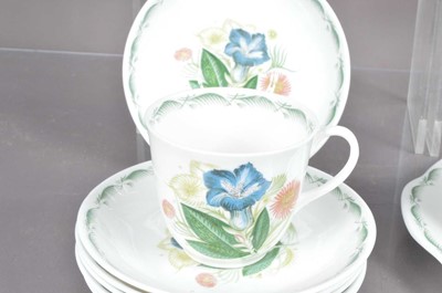 Lot 475 - A Susie Cooper bone china teaset in "Blue Gentian" pattern