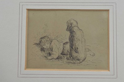 Lot 553 - Charles West Cope, R.A. (1811-1890) (Attributed) "A Dog Guarding a Sleeping Boy"