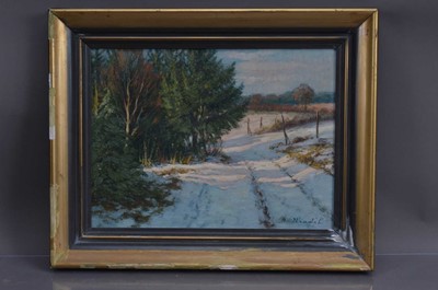 Lot 563 - Bela Adalbert Hradil (Hungarian 1885-1968) "Path in Snow"