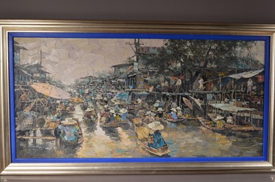 Lot 575 - 20th Century School "Floating Market Vietnam"