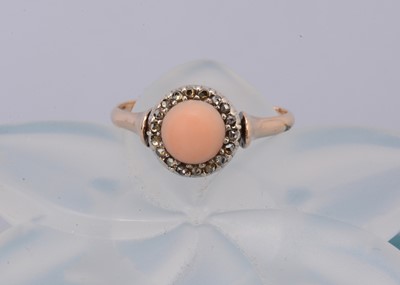 Lot 2 - An Edwardian coral and diamond dress ring