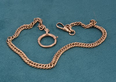 Lot 9 - A late 19th or early 20th century French gold marked watch chain