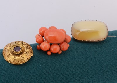 Lot 32 - Three 19th century gem set brooches