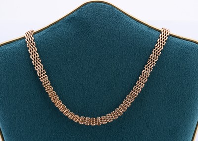 Lot 90 - A 9ct gold fine mesh oval linked necklace