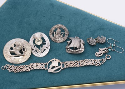 Lot 100 - A collection of silver and base metal Scottish and Celtic jewellery