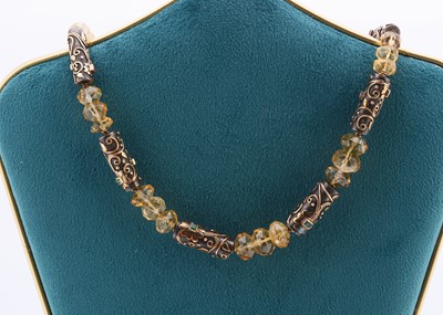 Lot 146 - A contemporary silver and gem set necklace