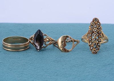 Lot 197 - Four 9ct gold rings