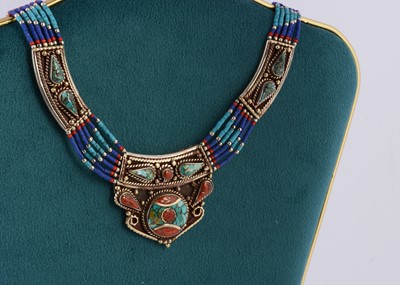 Lot 203 - A Mexican silver multi gem set necklace