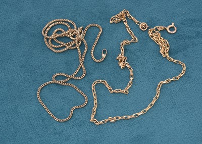 Lot 210 - Two 9ct gold chains