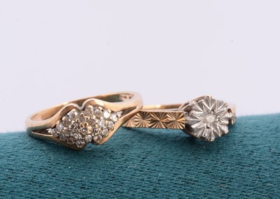 Lot 217 - A 9ct gold diamond illusion set solitaire dress ring