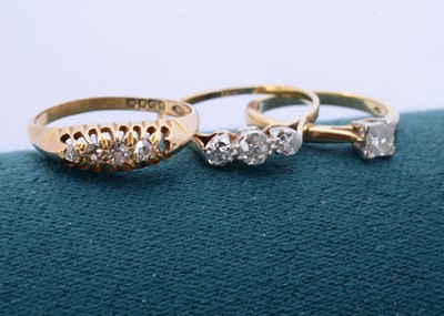 Lot 268 - Three 18ct gold diamond dress rings