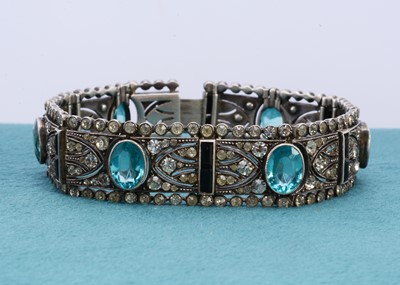 Lot 326 - An art deco silver and paste bracelet