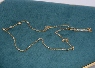 Lot 327 - A continental fine gold and seed pearl necklace