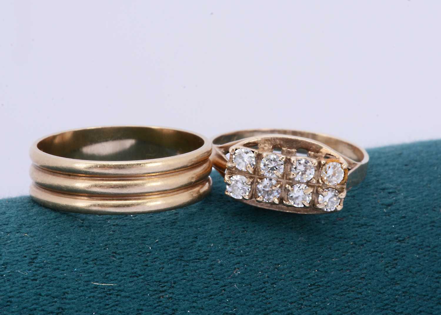 Nine Two Rings Lot 338 - Two 9ct gold rings,