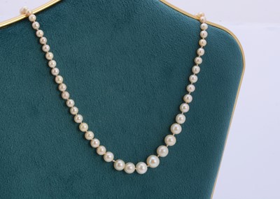 Lot 348 - A certificated string of natural saltwater graduated pearls