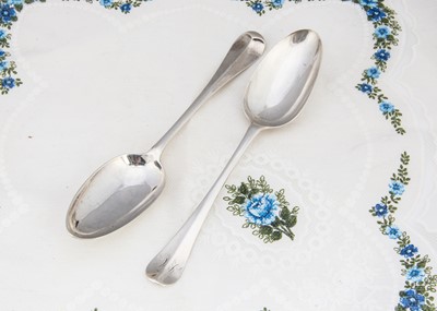 Lot 403 - Two silver George II silver serving spoons