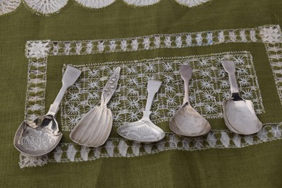 Lot 416 - Five silver caddy spoons