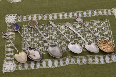 Lot 417 - Six silver and silver plated souvenir teaspoons