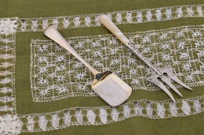 Lot 420 - A Victorian mother of pearl handled silver bread fork