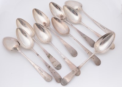 Lot 456 - A set of ten George III Scottish silver old English pattern tablespoons by W & P Cunningham