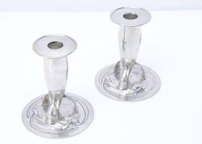 Lot 469 - A pair of modern Liberty Heritage pewter limited edition candlesticks