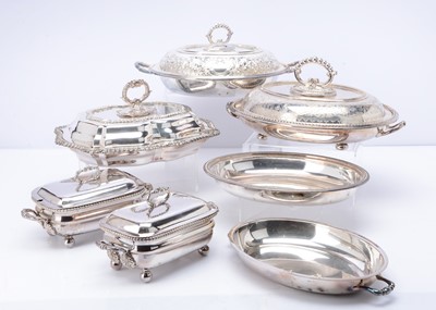 Lot 489 - Six Victorian and later silver plated entrée dishes