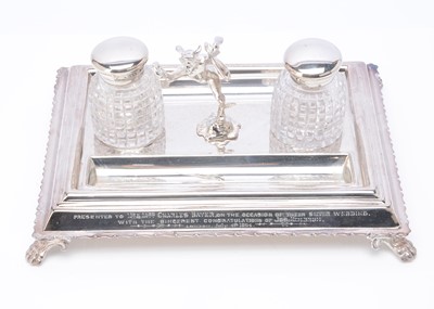 Lot 493 - A nice late Victorian silver plated desk inkstand by Mappin & Webb