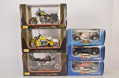 Lot 8 - Maisto 1:10 Scale Vintage Motorcycles and Burago Prewar Cars 1:24 Scale (6)