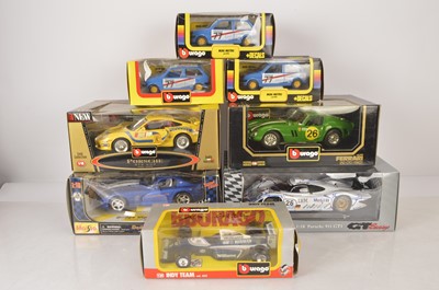 Lot 10 - Burago and Maisto 1:18 Scale and 1:24 Scale Modern Competition Cars (8)