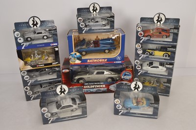 Lot 13 - Modern Diecast 1:18 Scale and Smaller James Bond and Batman Vehicles