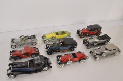 Lot 164 - Danbury and Franklin Mint 1930s and Earlier 1:24 Scale Cars (9)