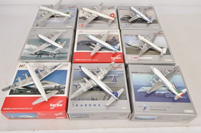 Lot 279 - Herpa 1:200 Scale Vickers Viscount and Douglas DC-6B Civil Aircraft, (9)