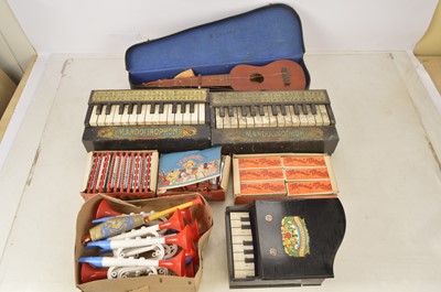 Lot 379 - Collection of mainly 1950's-60's Corner Shop type Musical Instruments including three trade boxes of Harmonicas