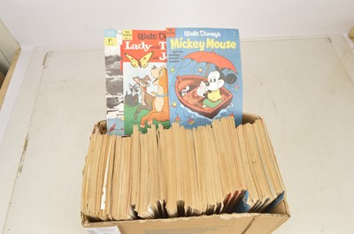 Lot 383 - Collection of  ex shop 1950's- 1960's TV Themed Jigsaws and Disney Comics and Film Comics (Large qty in three boxes)