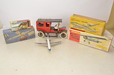 Lot 423 - Various Tin Toy Limousine Aeroplane Cable Car and empty Boxes and Frog Aircraft