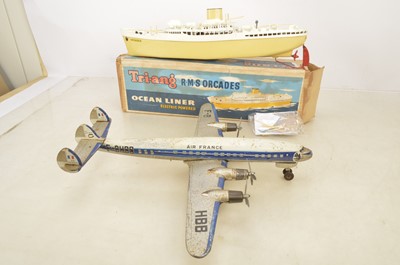 Lot 425 - Joustra Tinplate Airplane and Tri-ang Ocean Liner (2)