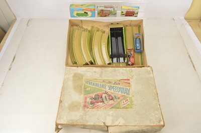 Lot 426 - Marx tinplate Speedway Set and Blue Box and Lucky Toys Friction Train and CM and Blue-Box LT red Buses