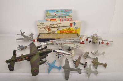 Lot 437 - Collection of Tin plastic wood and Diecast Toy and model Airplanes by various makers including TN Japan Marx and other makers (16)