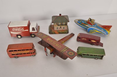 Lot 440 - Tri-ang Minic Buses Ubilda Plane Bing Signal Box Dinky and other makers Tin and Diecast Toys