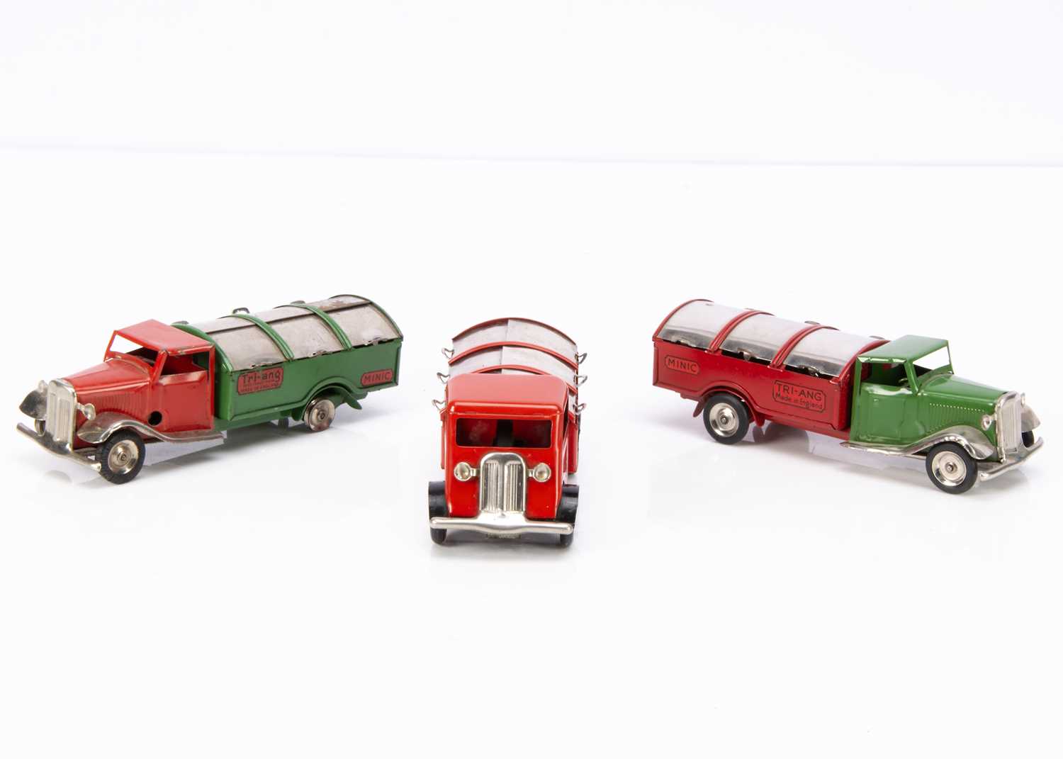Lot 441 - Tri-ang Minic Tinplate Clockwork Post-War 32M Dust Carts