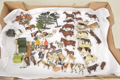 Lot 459 - Collection of Britains Hornby Hilco and other makers lead Farm Animals and Farm Workers and Accessories