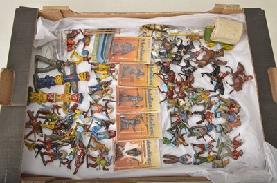 Lot 469 - Collection of lead Wild West Cowboys and Indians and Accessories by Britains Crescent Hillco Lone Star and other makers (74)